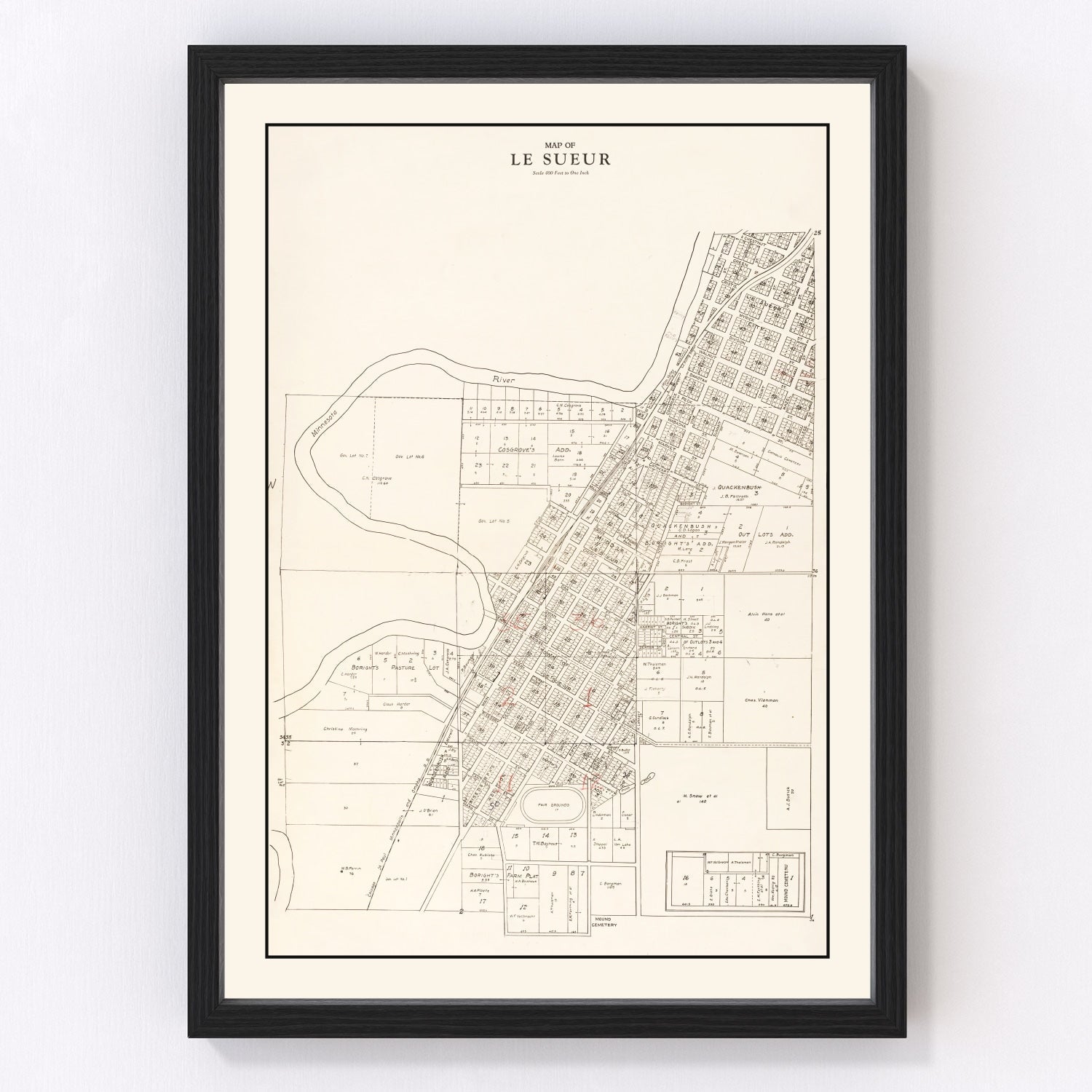 Vintage map of Le Sueur, Minnesota, 1928