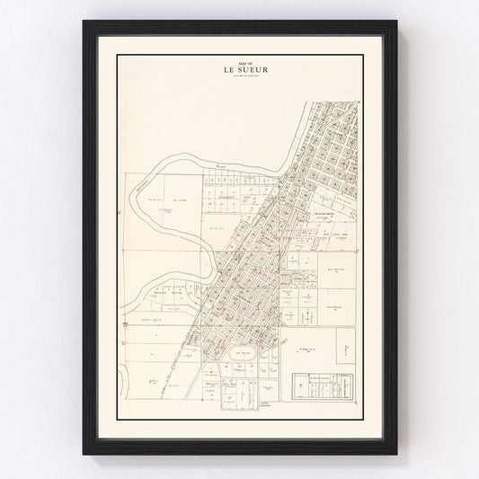 Vintage map of Le Sueur, Minnesota, 1928