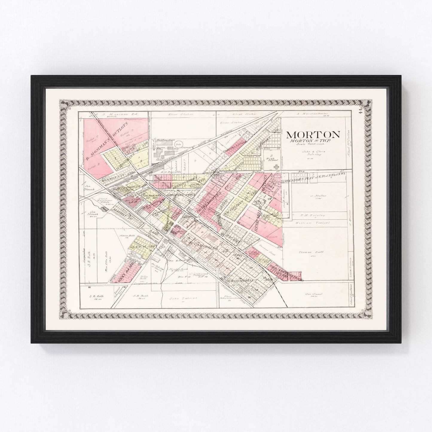vintage map of Morton, Illinois, 1929