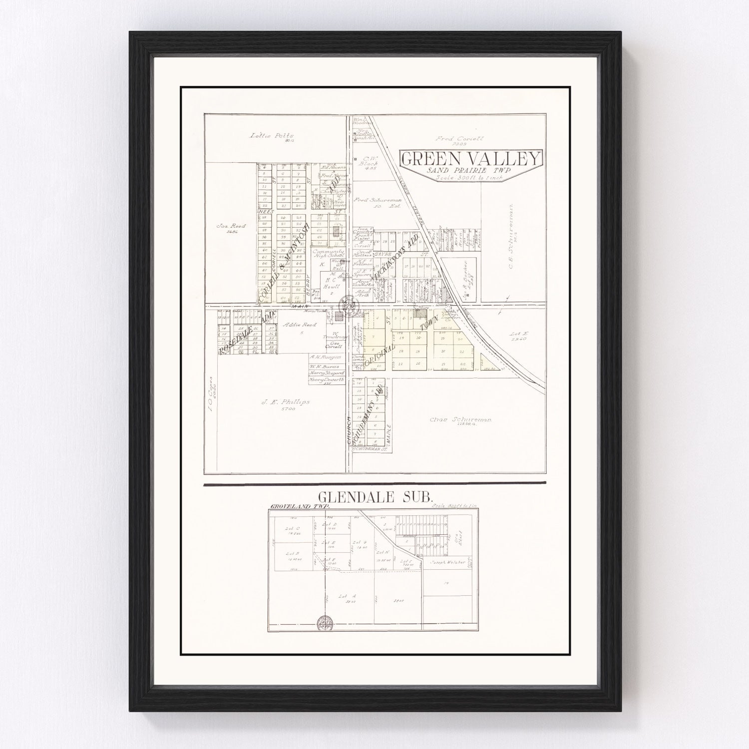 vintage map of Green Valley, Illinois, 1929
