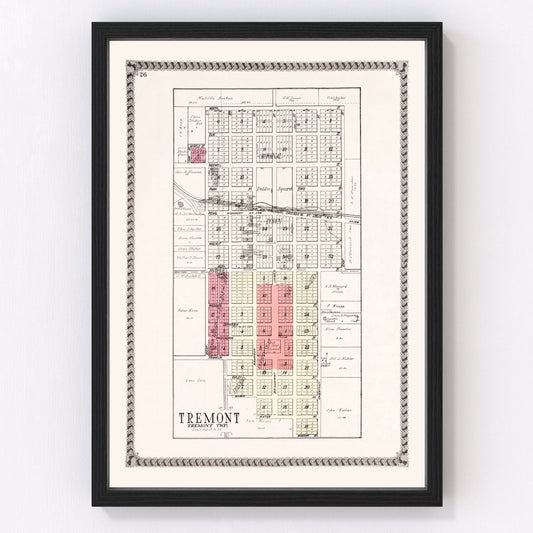 vintage map of Tremont, Illinois, 1929