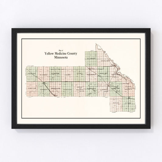 Vintage map of Yellow Medicine County, Minnesota, 1929