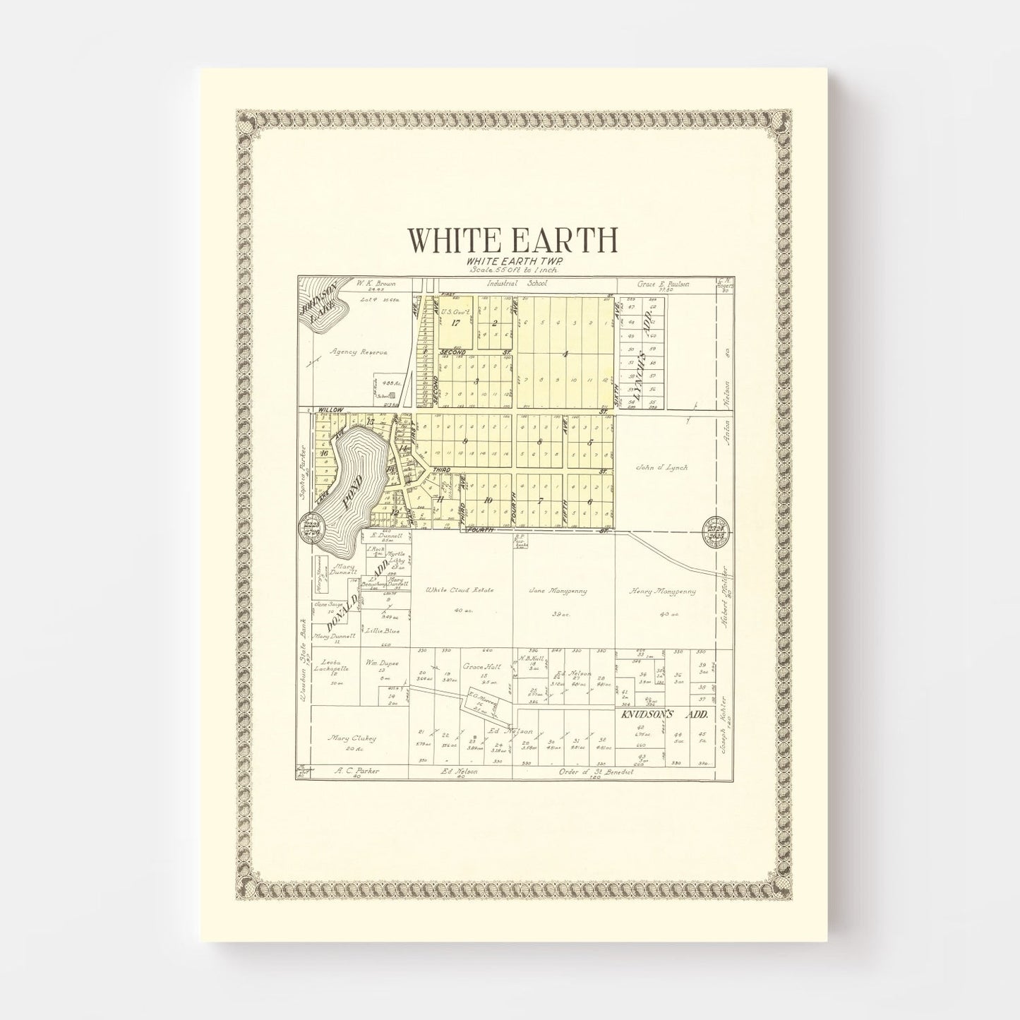 Vintage Map of White Earth, Minnesota 1929