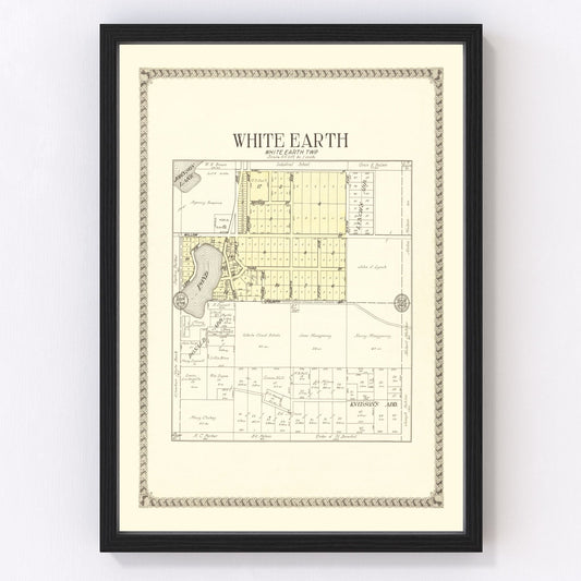 Vintage map of White Earth, Minnesota, 1929 - Mahnomen County restored print