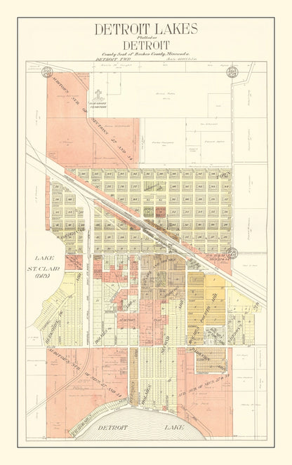 Vintage Map of Detroit Lakes, Minnesota 1929