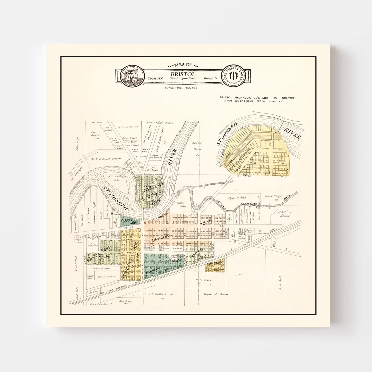 Vintage Map of Bristol, Indiana, 1929