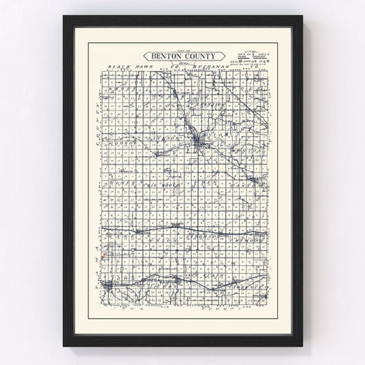 Vintage map of Benton County, Iowa, 1930