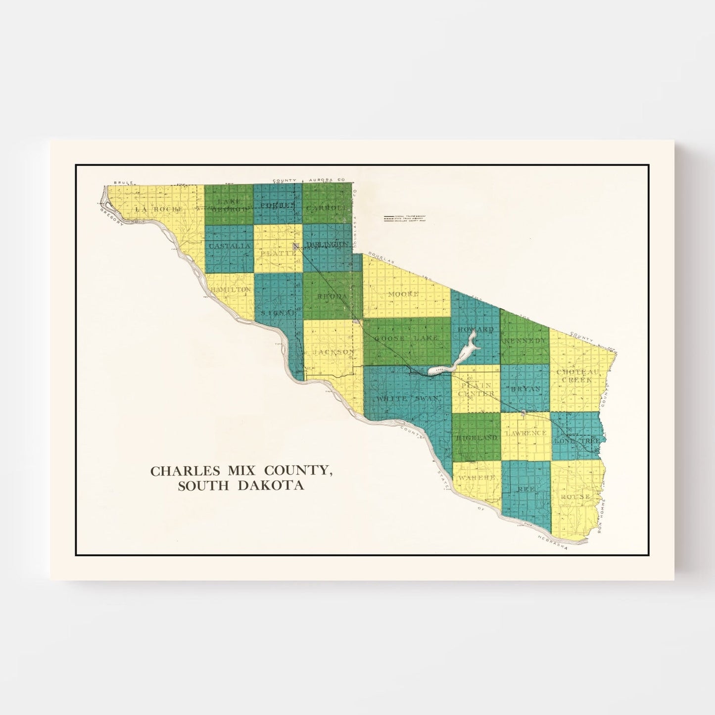 Vintage Map of Charles Mix County, South Dakota, 1931