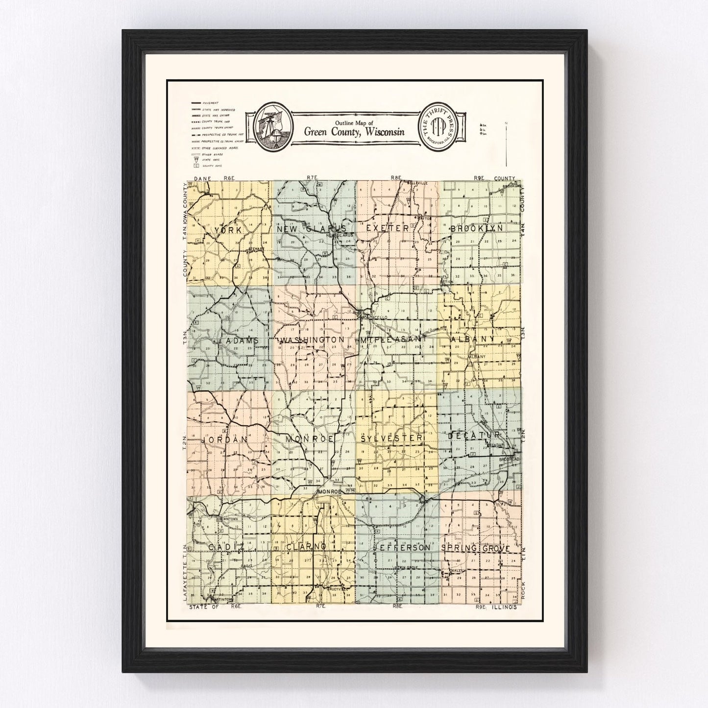 vintage map of Green County, Wisconsin, 1931