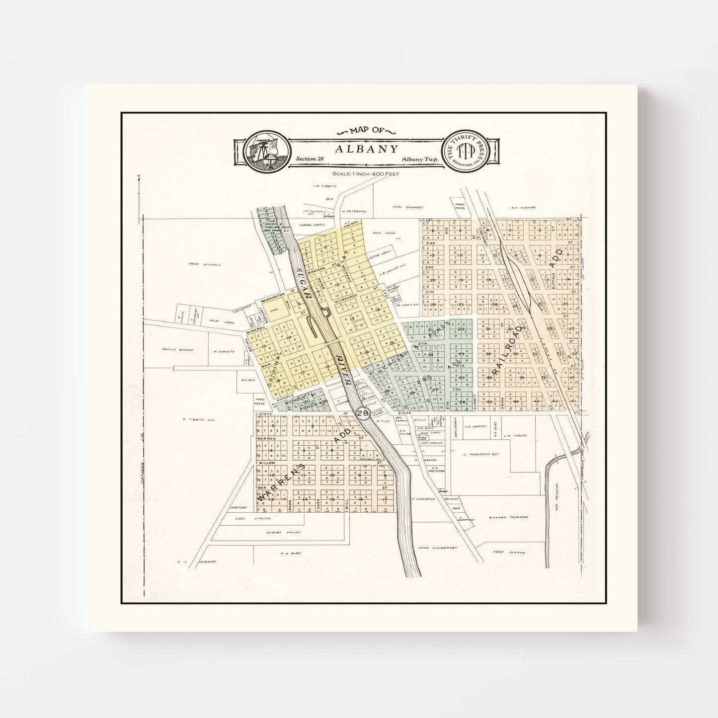 Vintage Map of Albany, Wisconsin, 1931