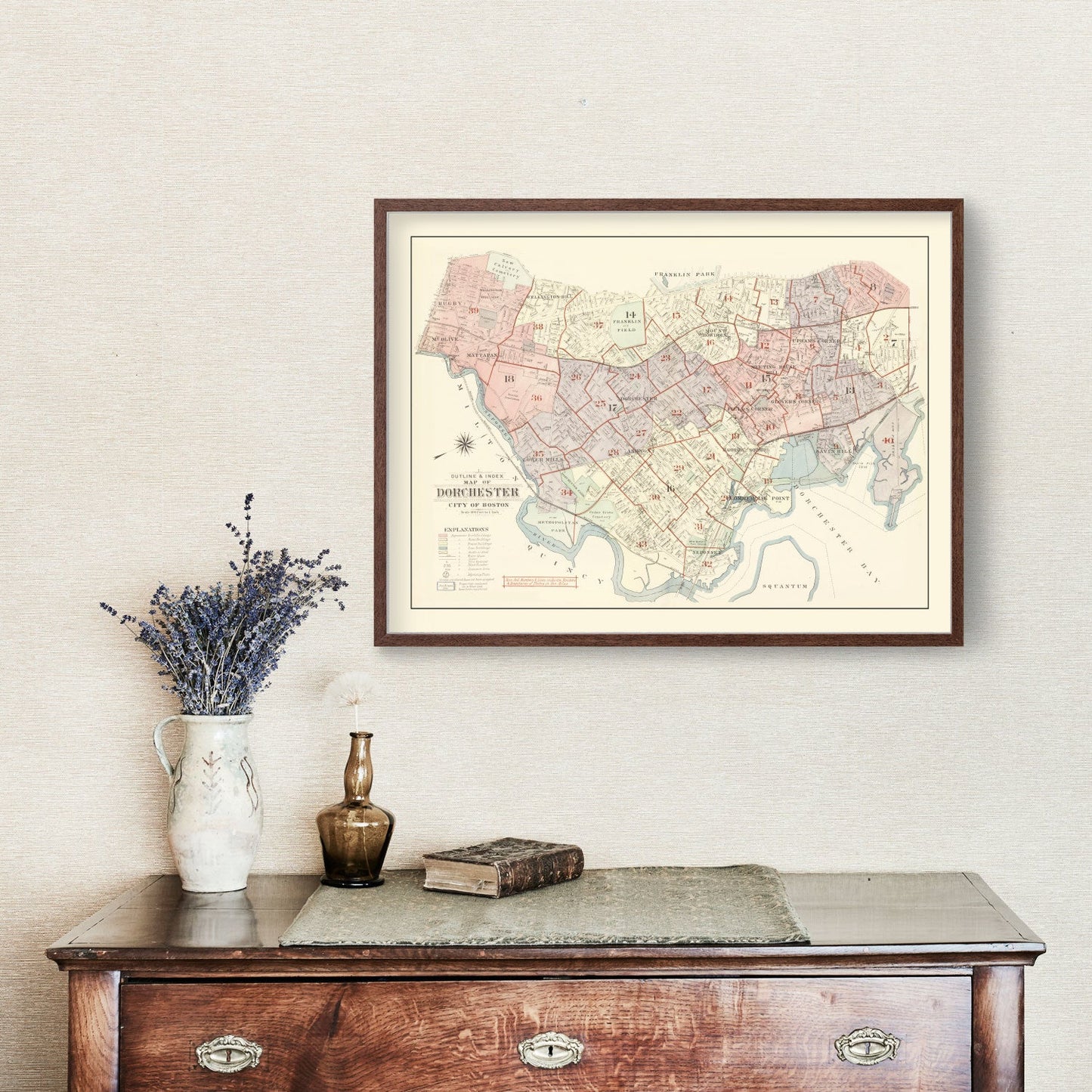 Vintage Map of Dorchester, Massachusetts, 1933