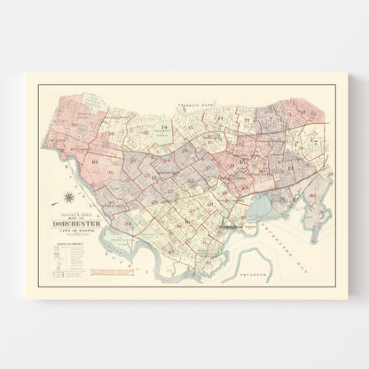 Vintage Map of Dorchester, Massachusetts, 1933