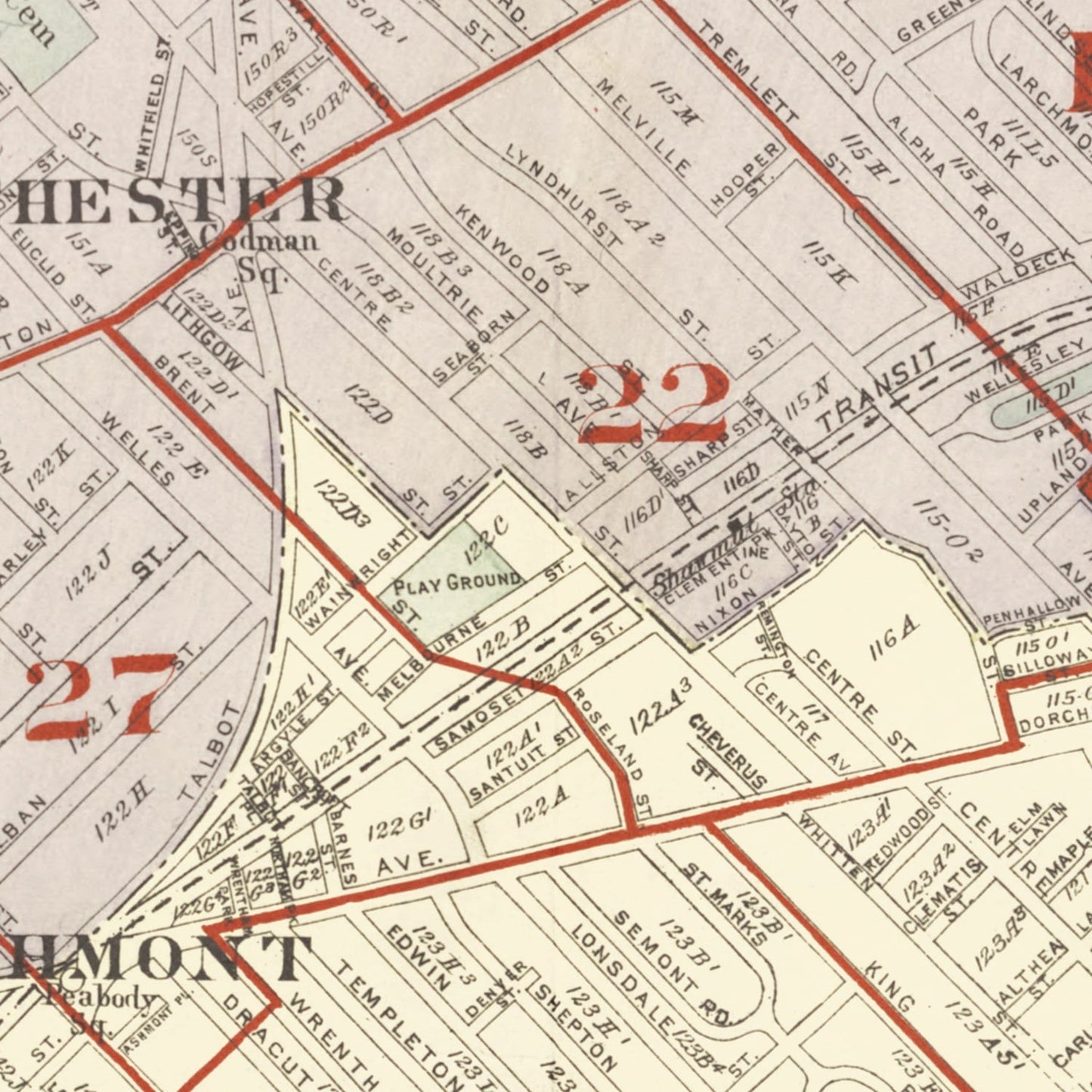 Vintage Map of Dorchester, Massachusetts, 1933