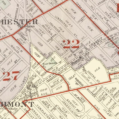 Vintage Map of Dorchester, Massachusetts, 1933