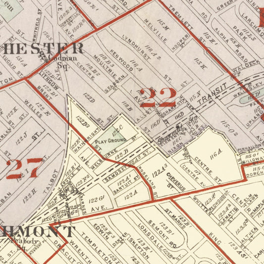 Vintage Map of Dorchester, Massachusetts, 1933