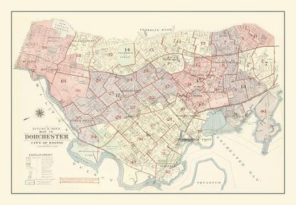 Vintage Map of Dorchester, Massachusetts, 1933