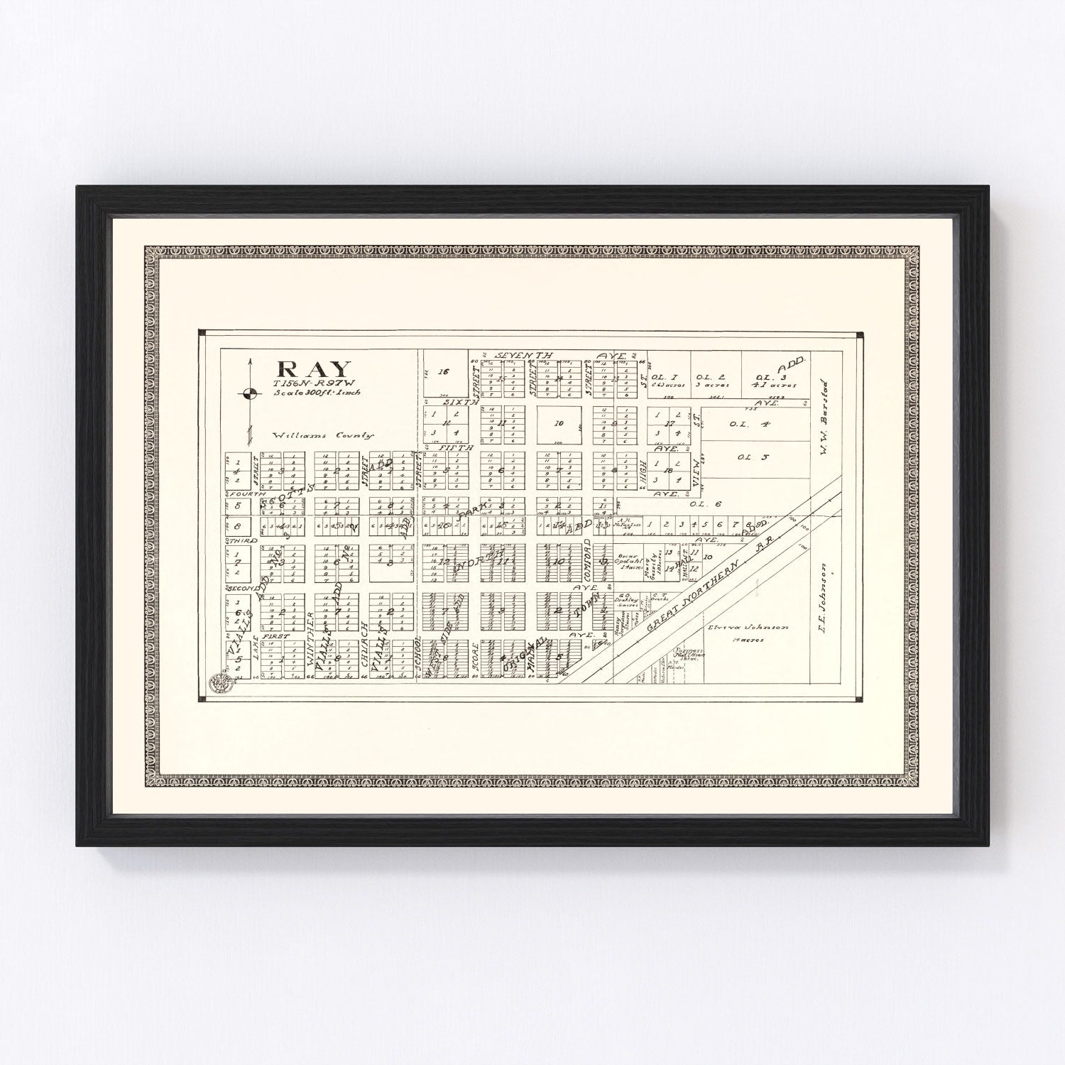 Vintage map of Ray, North Dakota, 1937