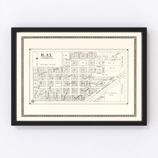 Vintage map of Ray, North Dakota, 1937