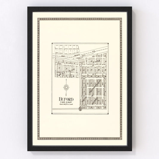 Vintage map of Buford, North Dakota, 1937, Williams County restored print