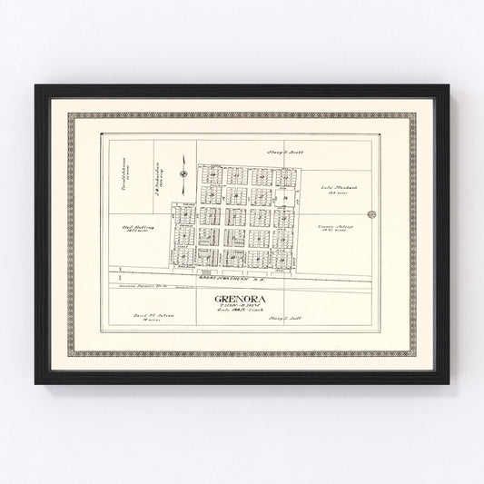 vintage map of Grenora, North Dakota, 1937