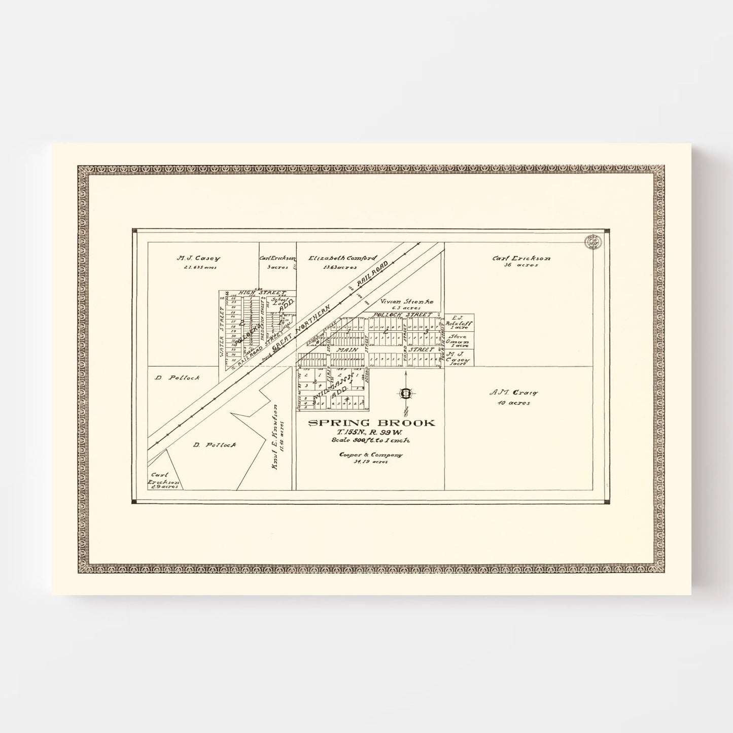 Vintage Map of Spring Brook, North Dakota, 1937