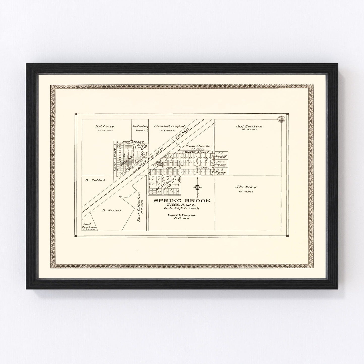 vintage map of Spring Brook, North Dakota, 1937