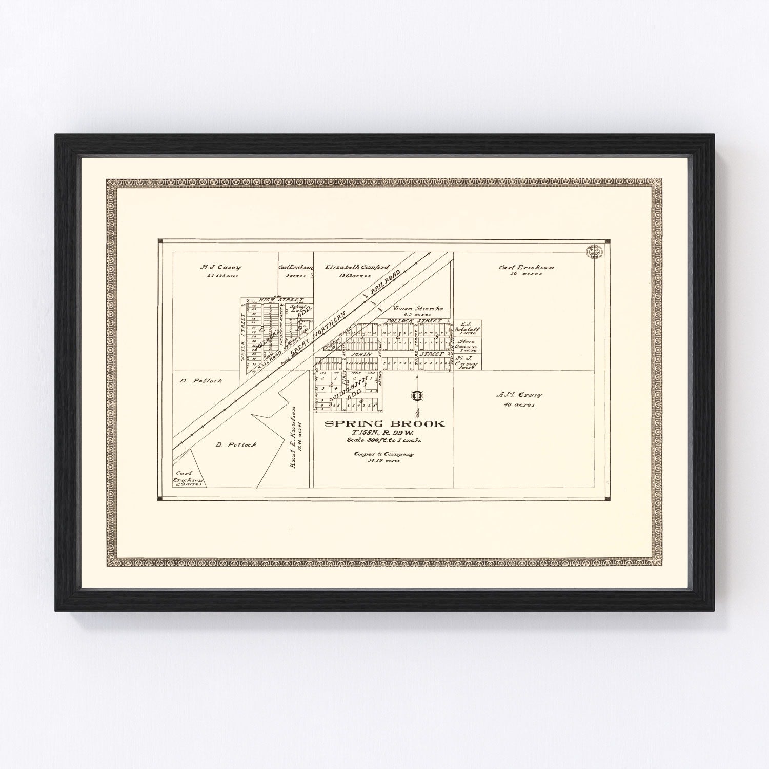 vintage map of Spring Brook, North Dakota, 1937