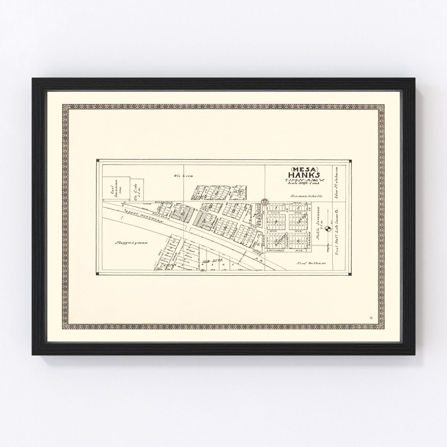 Vintage map of Hanks, North Dakota, 1937