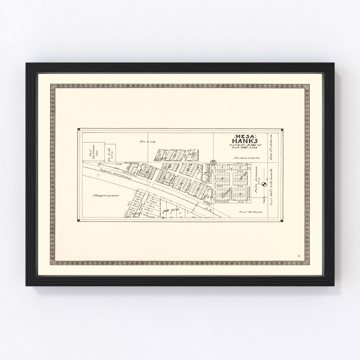 Vintage map of Hanks, North Dakota, 1937