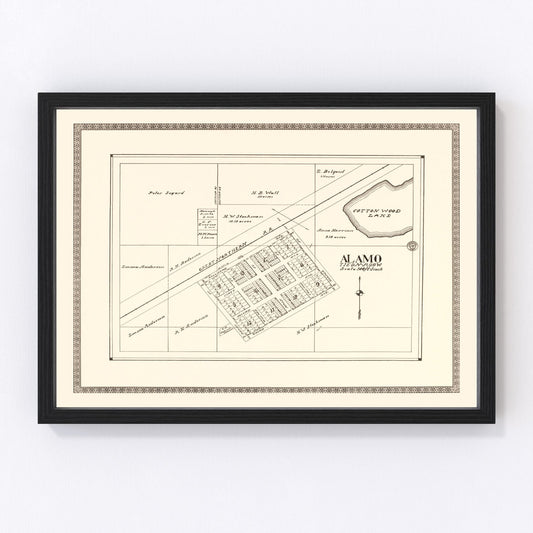 Vintage map of Alamo, North Dakota, 1937 - restored print