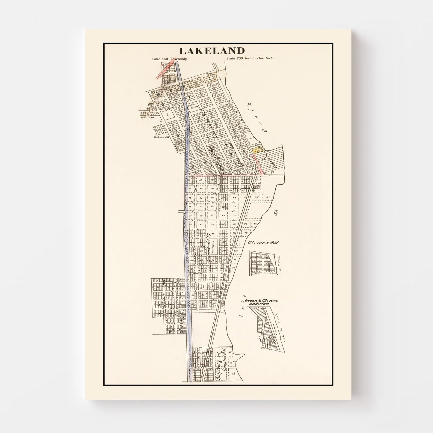 Vintage Map of Lakeland, Minnesota, 1938