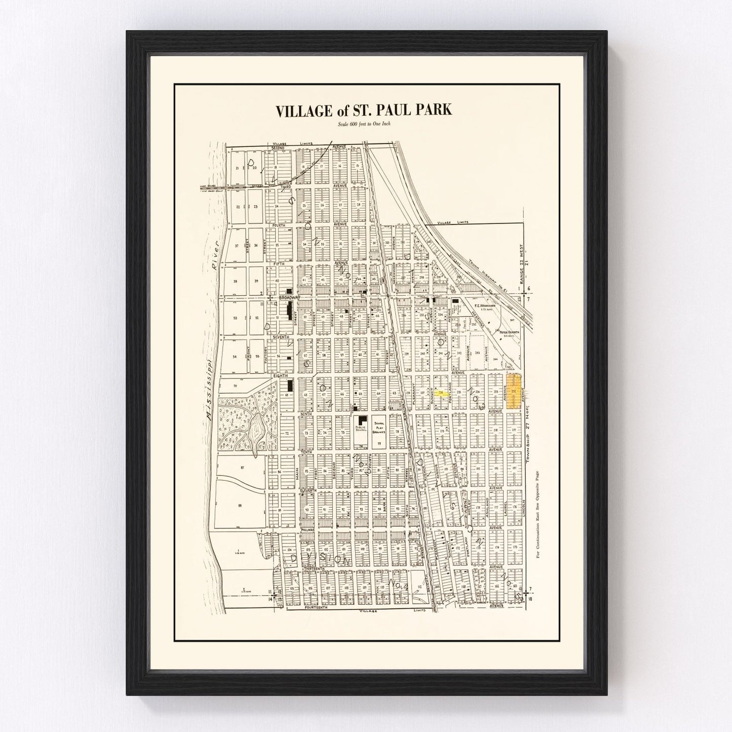 vintage map of Saint Paul Park, Minnesota, 1938