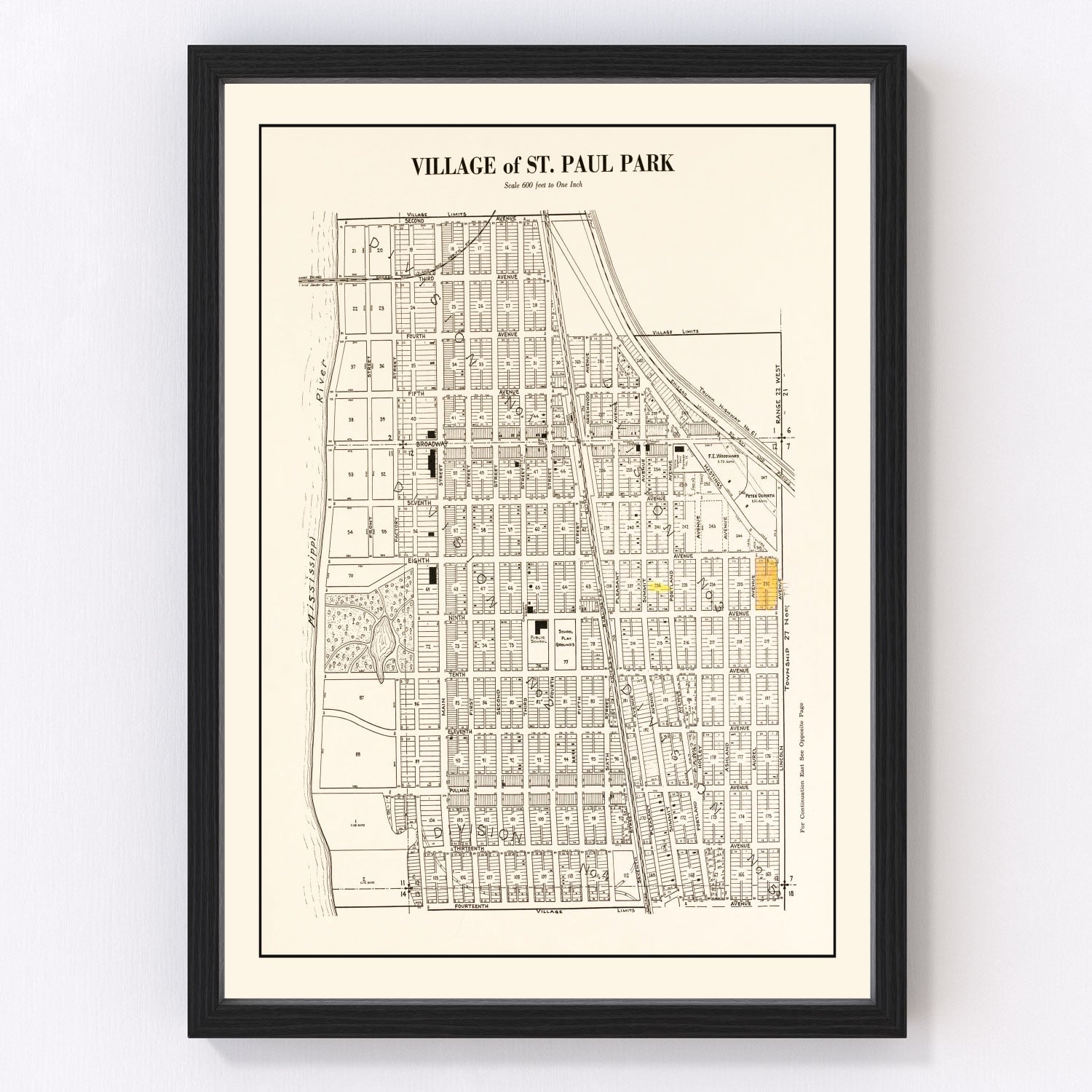 vintage map of Saint Paul Park, Minnesota, 1938
