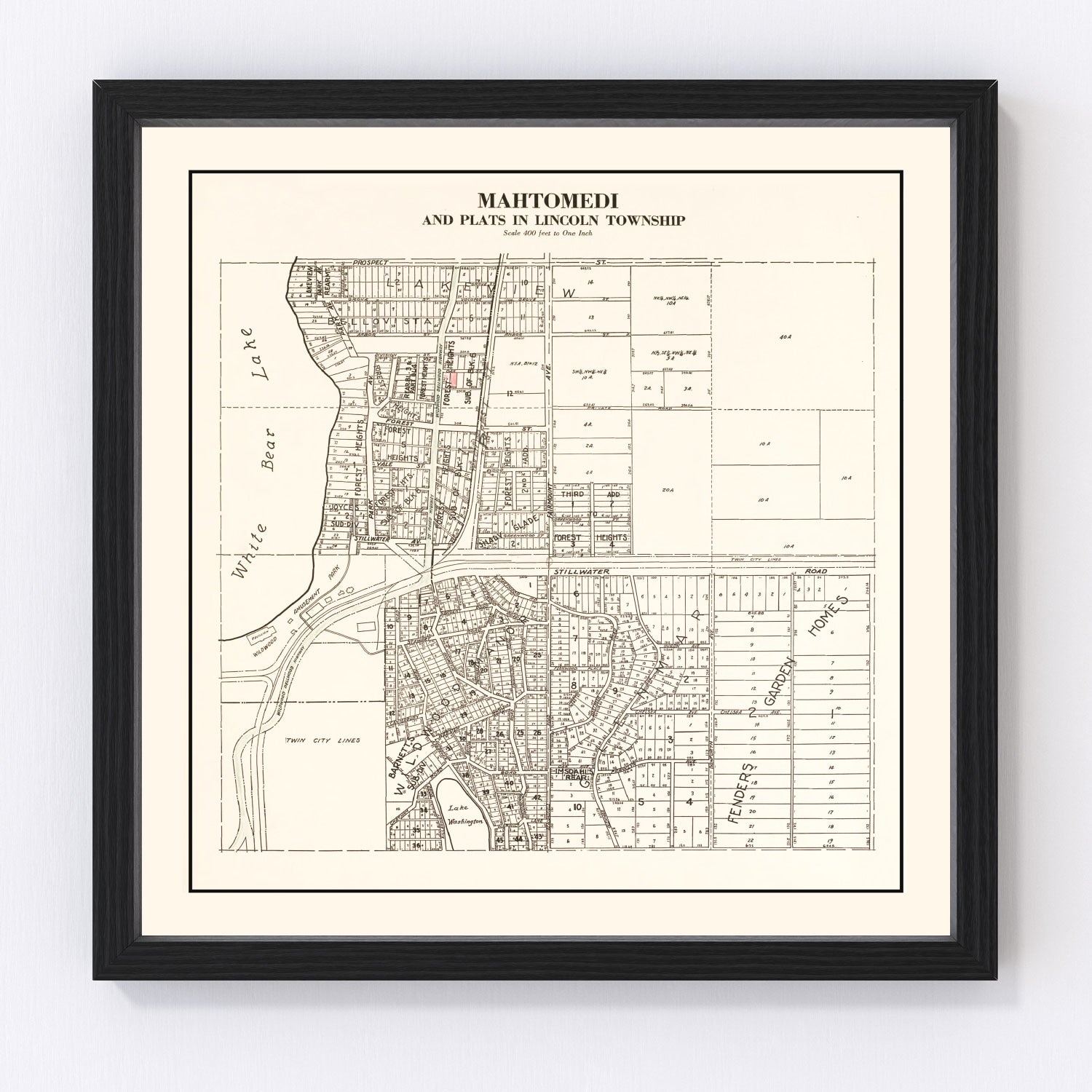 Vintage map of Mahtomedi, Minnesota, 1938