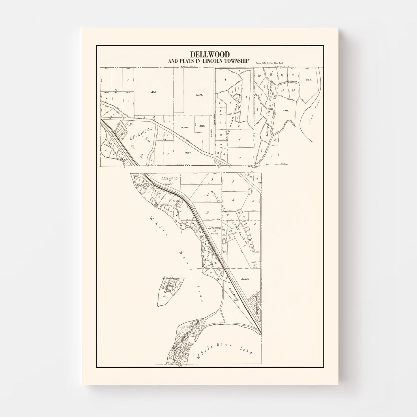 Vintage Map of Dellwood, Minnesota, 1938