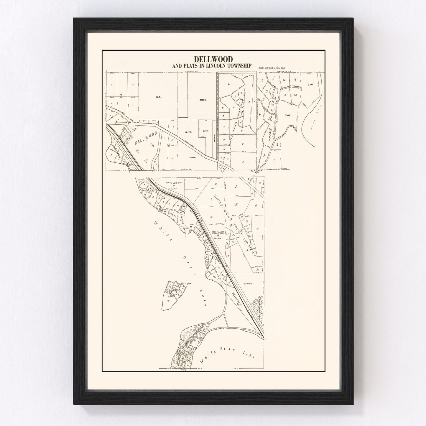 vintage map of dellwood, minnesota, 1938