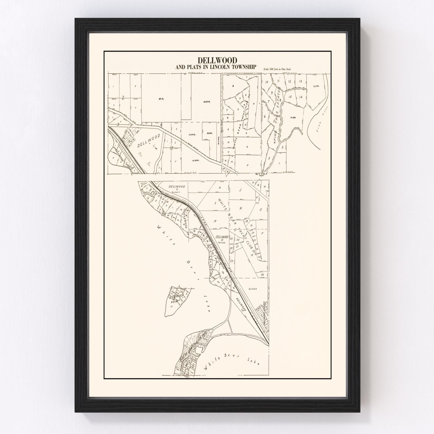 vintage map of dellwood, minnesota, 1938