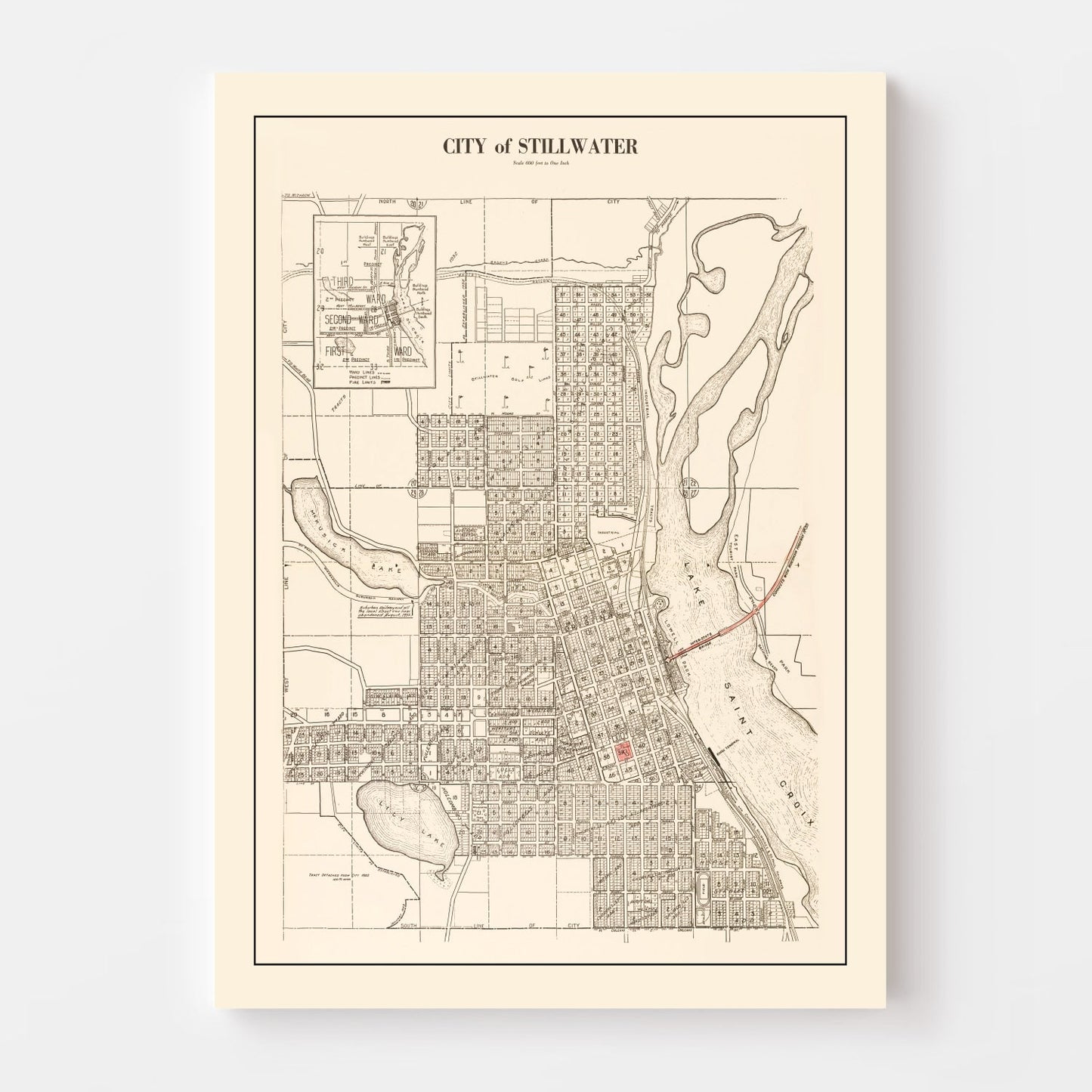 Vintage Map of Stillwater, Minnesota, 1938