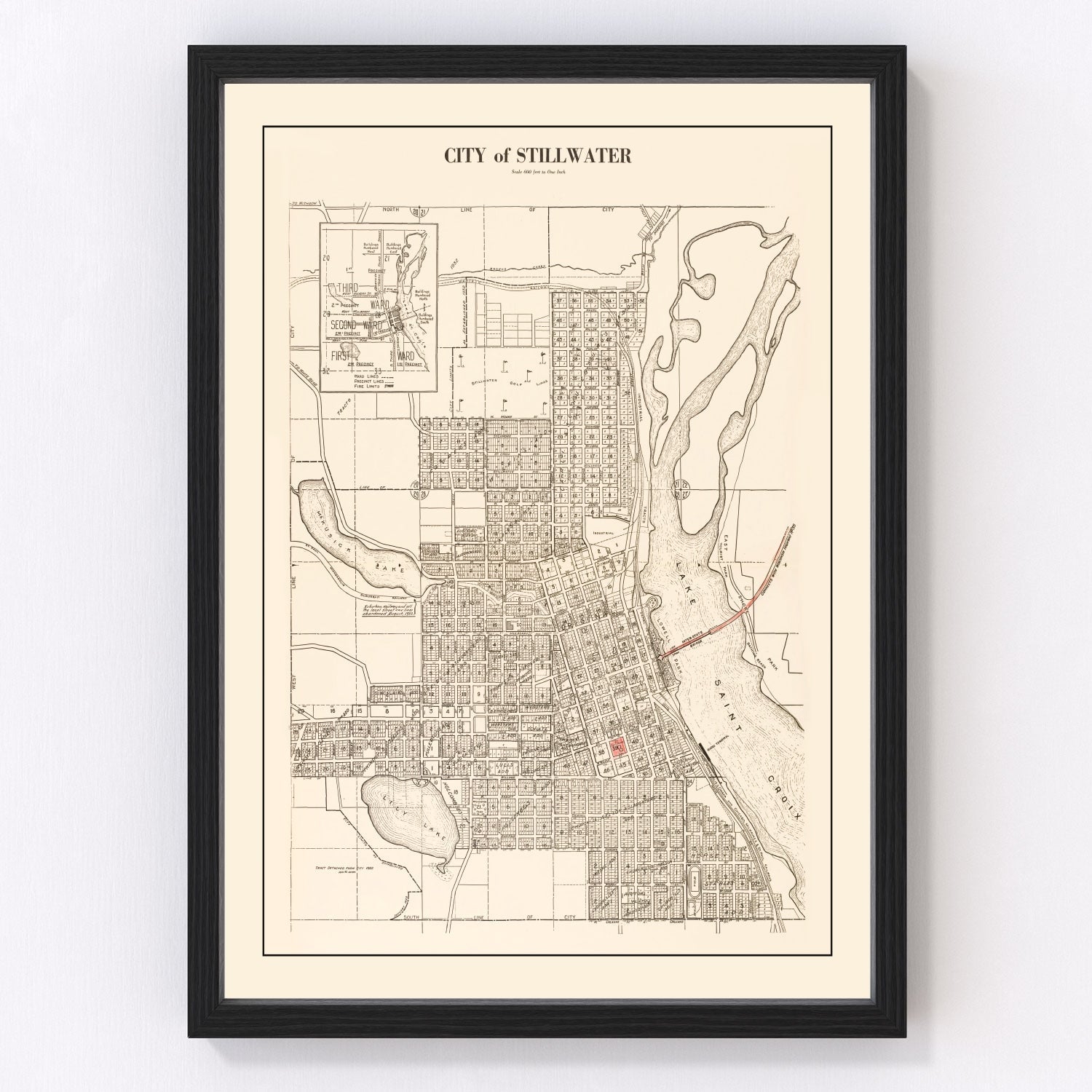 Vintage map of Stillwater, Washington County, Minnesota, 1938