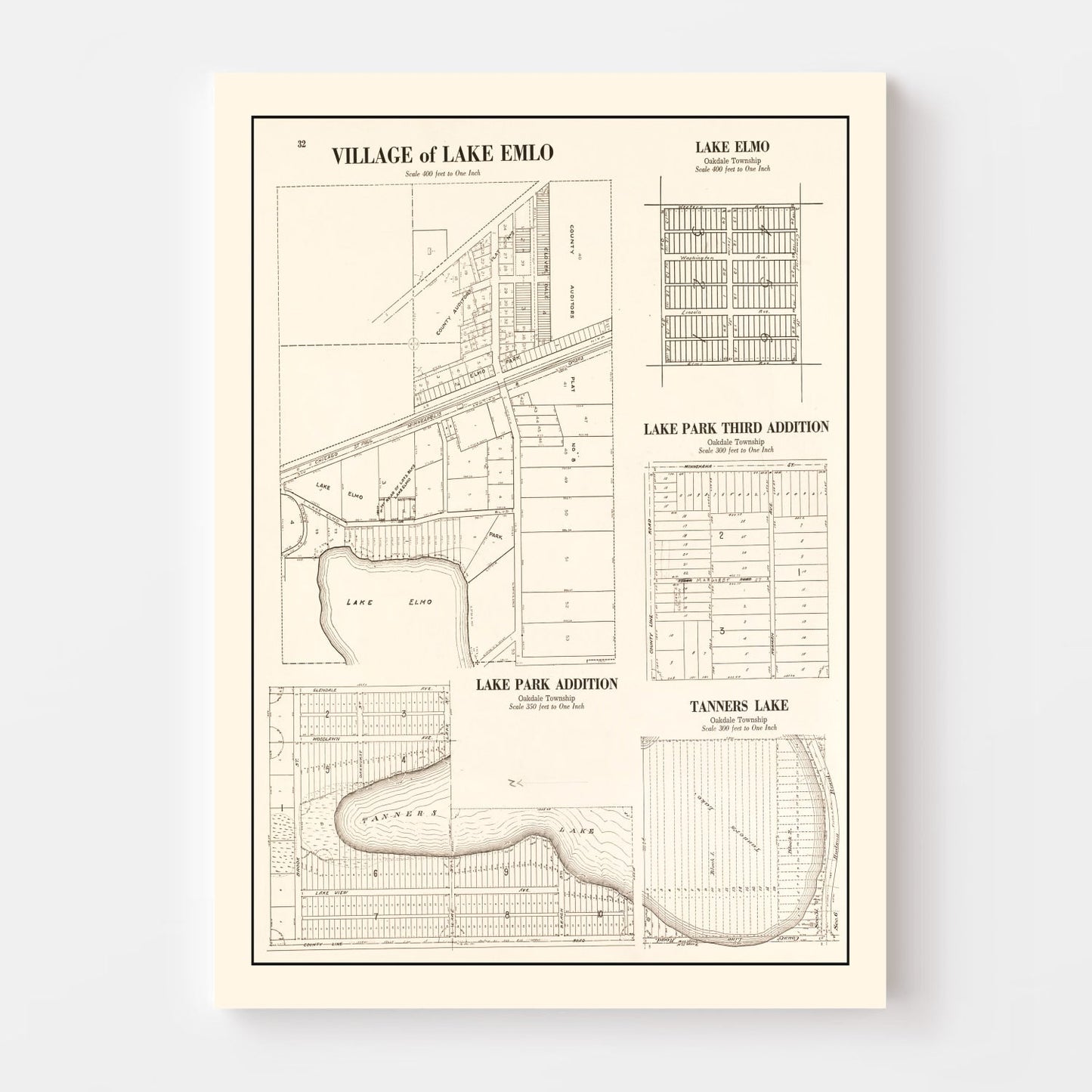 Vintage Map of Lake Emlo, Minnesota, 1938