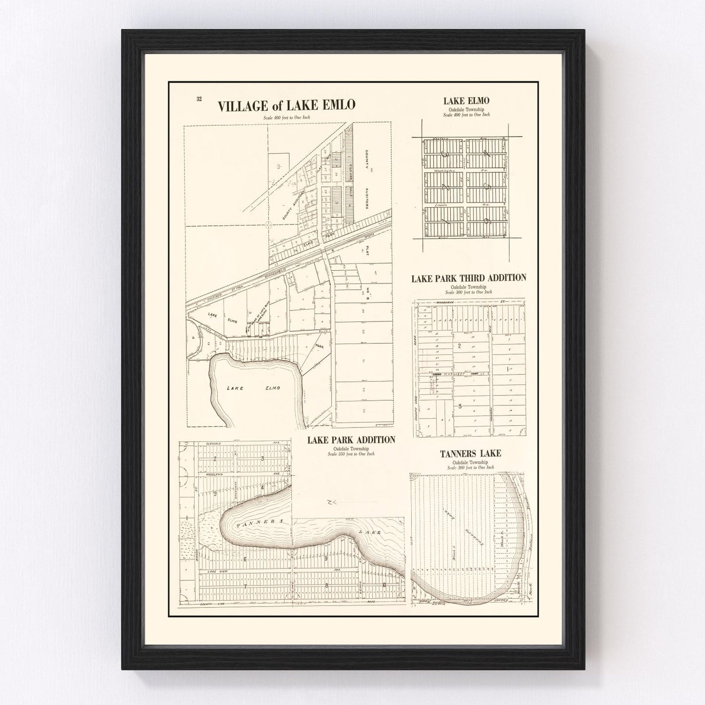 vintage map of Lake Emlo, Minnesota, 1938