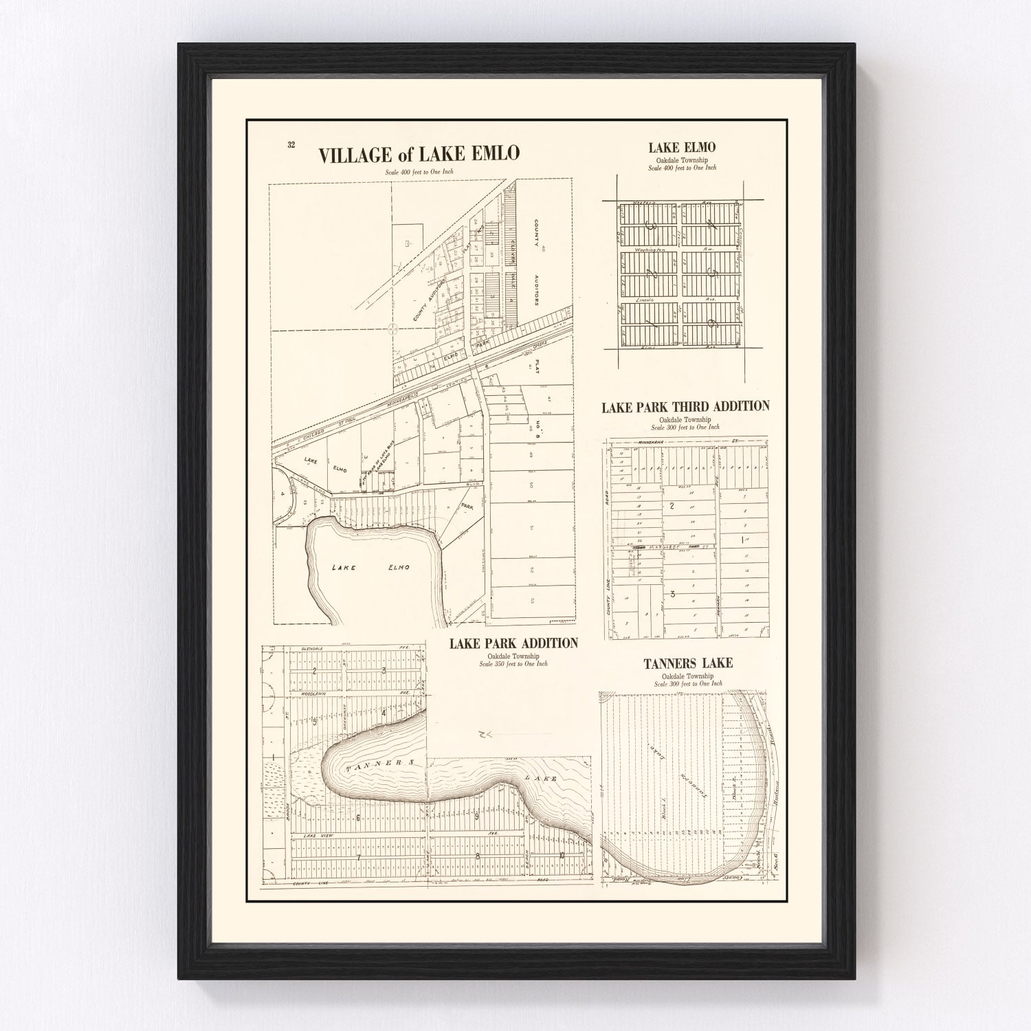 vintage map of Lake Emlo, Minnesota, 1938