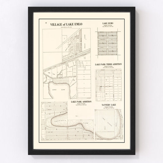 vintage map of Lake Emlo, Minnesota, 1938