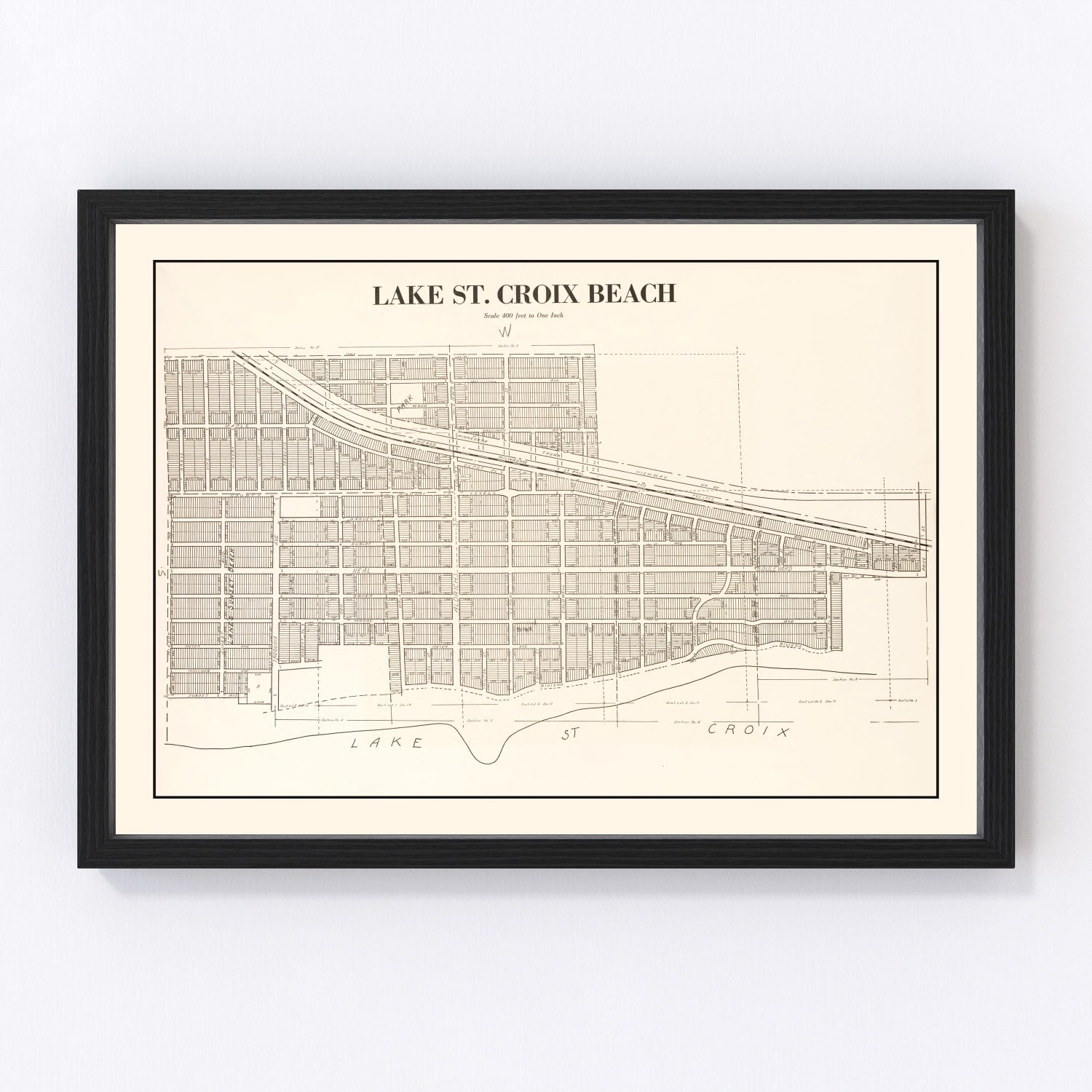vintage map of Lake St Croix, Minnesota, 1938