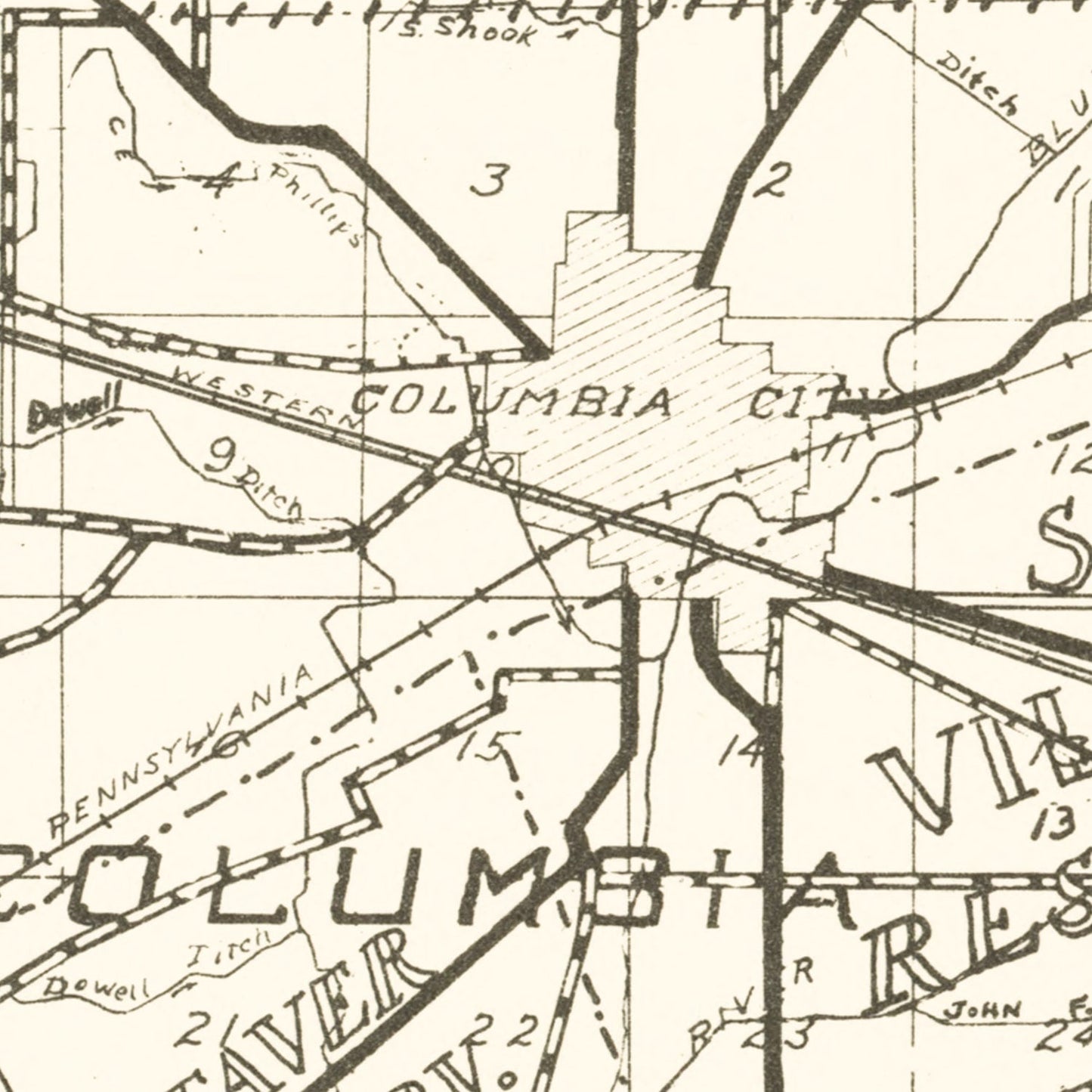 Vintage Map of Whitley County, Indiana, 1939