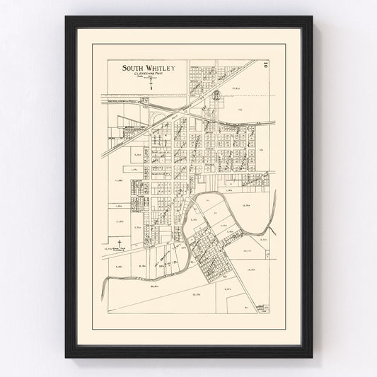 vintage map of South Whitley, Indiana, 1939