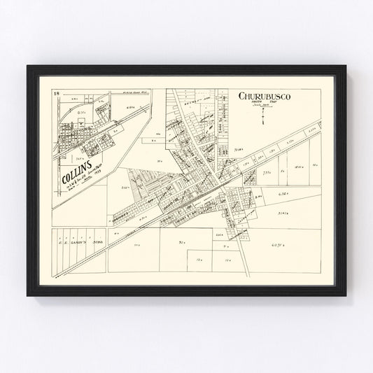 Vintage map of Churubusco, Indiana, 1939