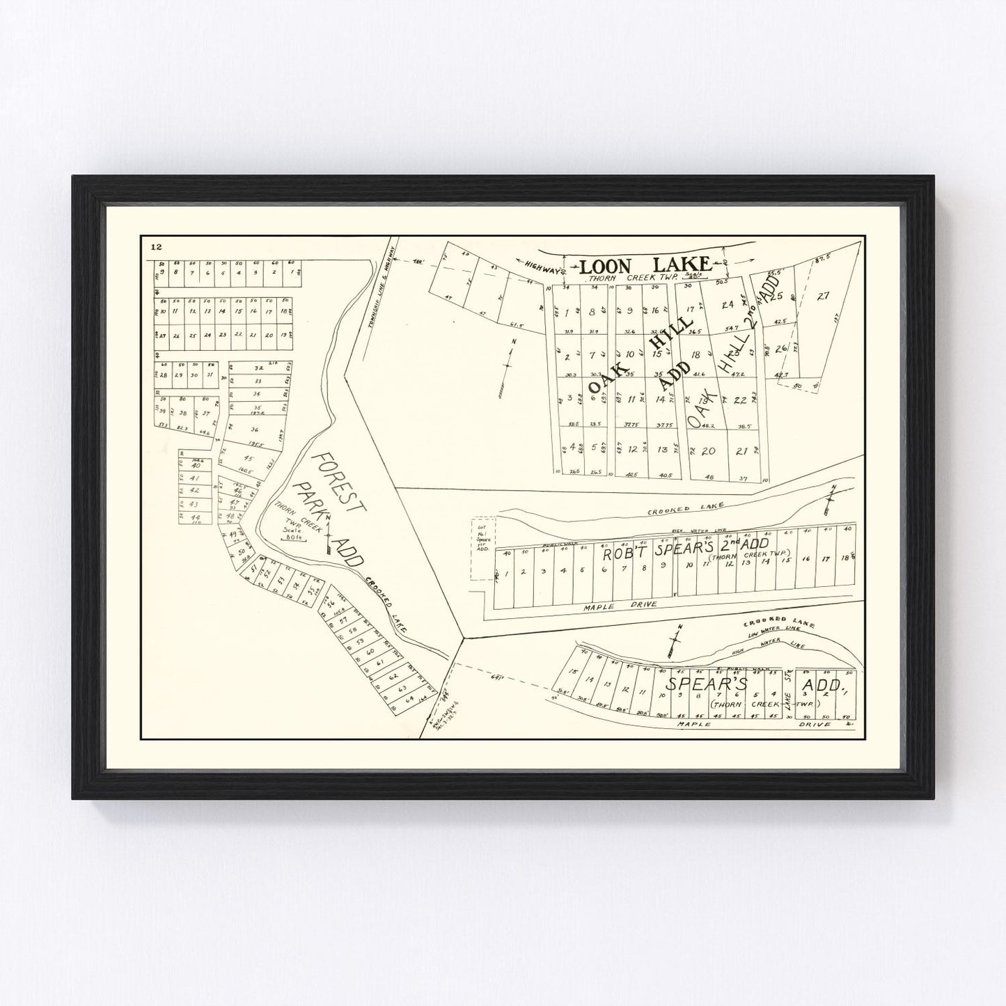 vintage map of Loon Lake, Indiana, 1939