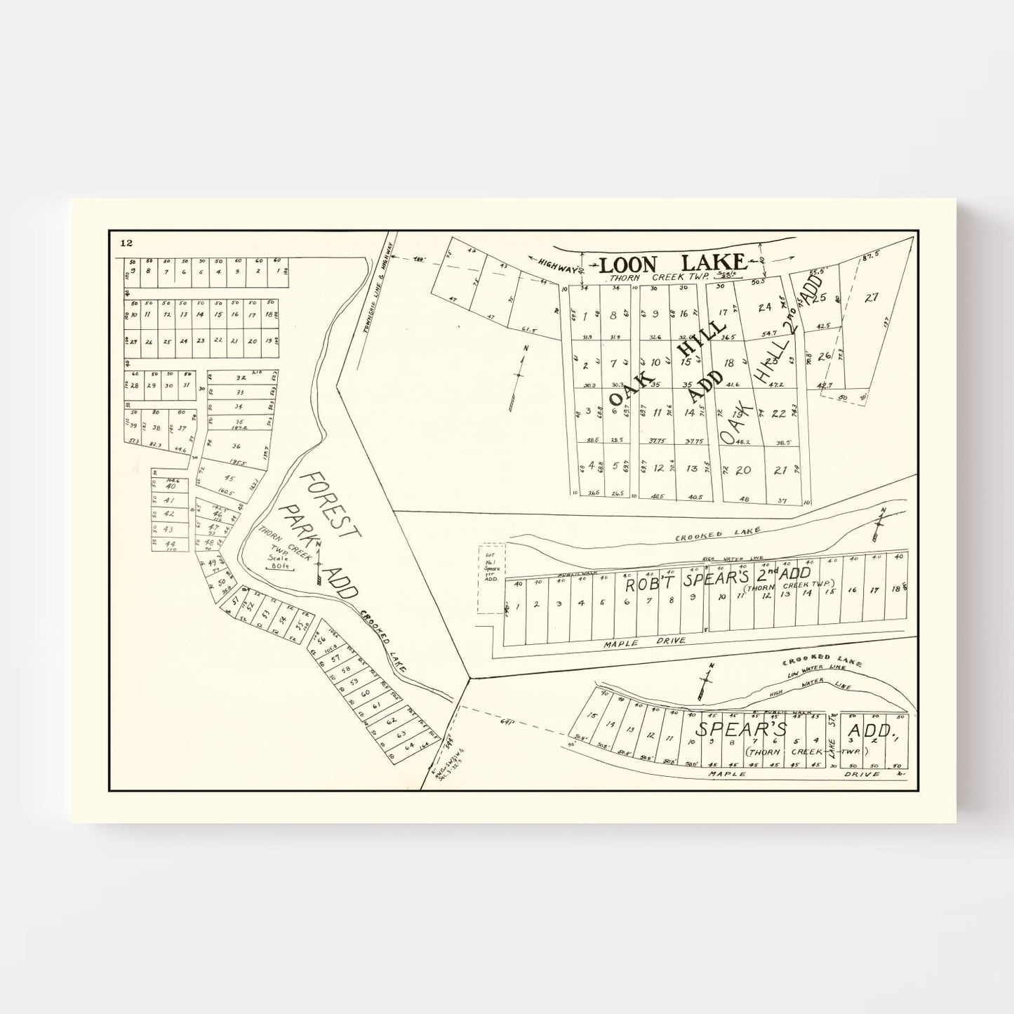 Vintage Map of Loon Lake, Indiana, 1939