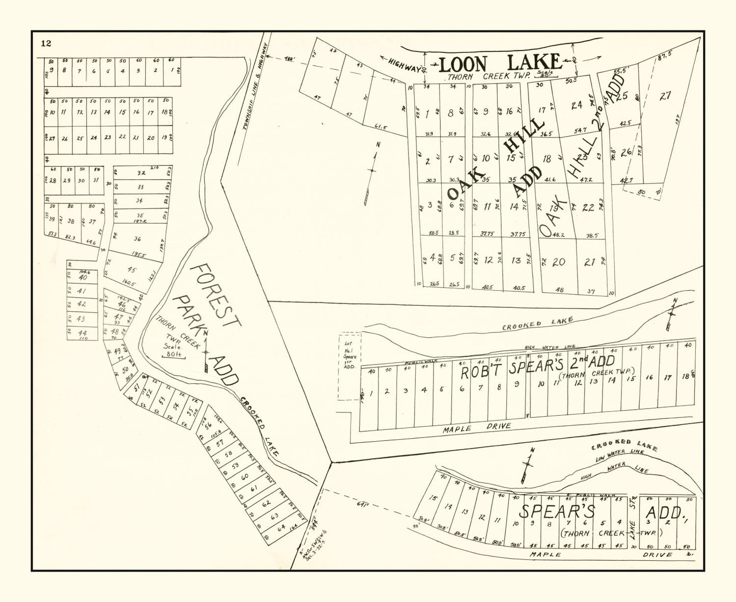 Vintage Map of Loon Lake, Indiana, 1939